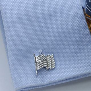 stars and stripes silver cufflinks by simon kemp jewellers