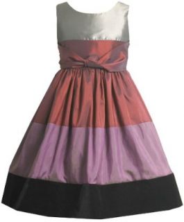 Bonnie Jean Girls 2 6X Irridescent Taffeta Dress With Flocked Velvet Band On Bottom, Silver, 4 Clothing