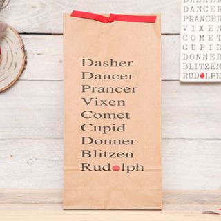 christmas reindeer names rudolph gift bag by red berry apple