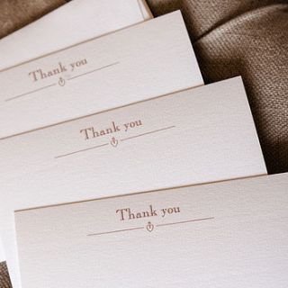 set of 15 copper heart 'thank you' cards by le trousseau