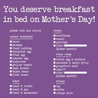 breakfast in bed mothers day card by edith & bob