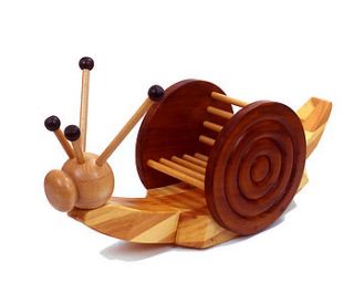 wooden rocking snail toy by hibba toys of leeds