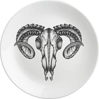 large ram skull plates   set of six by natural history