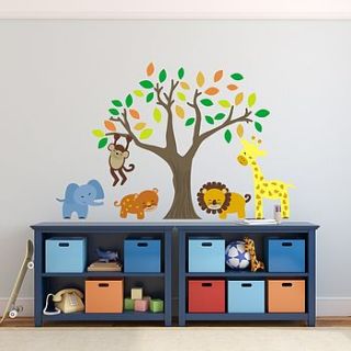 jungle animals and tree wall stickers by mirrorin