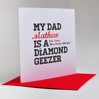 personalised 'diamond geezer' card by come for a dream