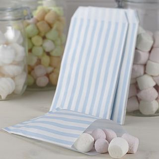 pack of 25 blue striped candy bags by ginger ray