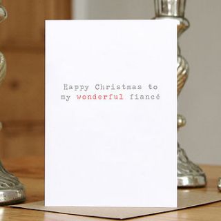 'wonderful fiancé' christmas card by slice of pie designs