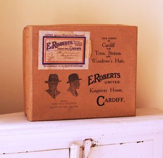 vintage hat box for storage by velvet ribbon