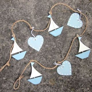 sailboat and heart garland by zigzag bunting