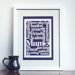 words about mum wall art print by ant design gifts