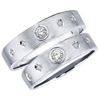 14K White Gold His and Hers Diamond Wedding Rings 2 Pieces Couple Ring Set (0.26 ctw., GH Color, SI Clarity) Joedia Jewelry