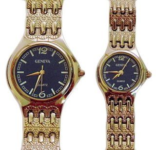 Geneva His & Hers Matching Watch Set Silver Bracelet with Blue Face Watches