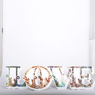 decorative 'love' textural letters by scene setter
