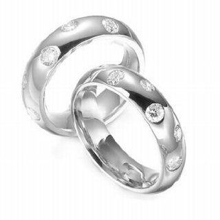 Bright Platinum Two Tone His And Hers Diamond Ring (5 mm) Jewelry