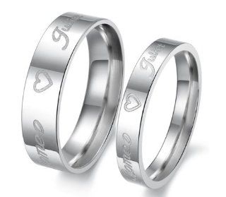 His & Hers Matching Set 6MM / 4MM Korean Style Laser Engraved Titanium Couple Wedding Band Set (Available Sizes 6MM 7 to 10 & 4MM 5 to 8) Please e mail sizes Jewelry