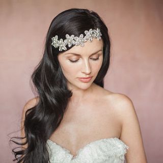 zoie pearl and crystal flower headband by britten weddings