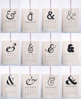 2013 ampersand calendar by paper heart
