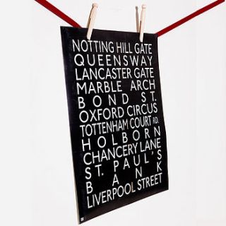 personalised destinations blind print by more than words 'typographic art'