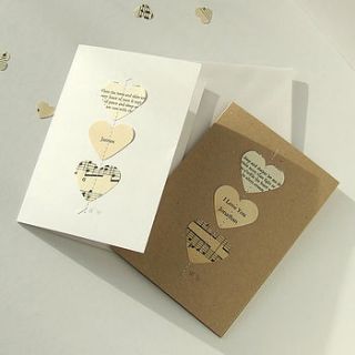 handmade poetry and music heart card by remade