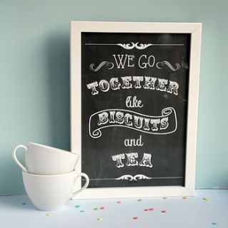 biscuits and tea typographic print by raspberry finch