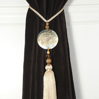 pair of round shell curtain tie backs by victoria jill