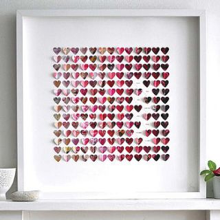 framed paper heart artwork by sarah & bendrix