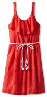 Amy Byer Girls 7 16 Ruffle Lace Dress, Coral, 7 Clothing