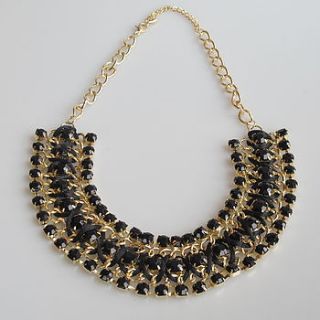 woven gem and chain statement necklace by molly & pearl