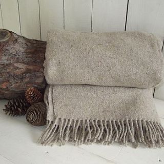 'natural' irish plain tweed wool throw by rustic country crafts