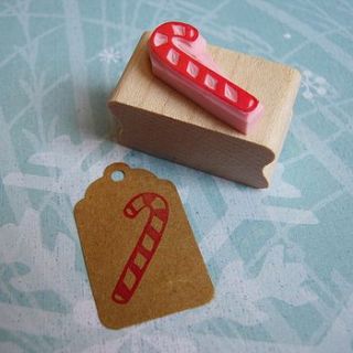 candy cane hand carved rubber stamp by skull and cross buns