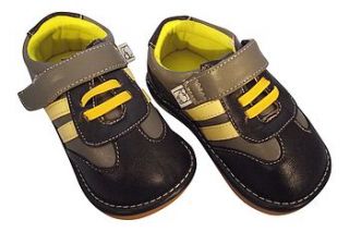 boys two tone leather trainer squeaky shoes by my little boots