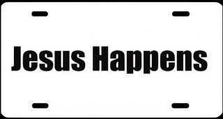 2, Metal Signs, " JESUS HAPPENS ", Is a, Black, Vinyl, Computer Cut, DECAL, Installed, on a, White, Powder Coated, Aluminum, Metal, a, Novelty, Metal Sign, Made in the U.S.A., Sign, #00631WJESUS HAPPENS, SHIPPED USPS,  Decorative Signs  Everyth