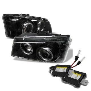 Carpart4u 6000K Xenon HID Performance Headlights Package for (DOT) CHEVY Silverado 1500/2500/3500 Halo LED ( Replaceable LEDs ) Black Projector Headlights Automotive