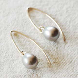 long grey pearl drop earrings by highland angel