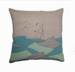 calm seas linen cushion by orwell and goode