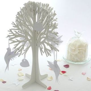 wedding wishing tree with four hanging doves by the flower studio