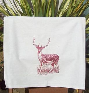 ' red deer ' 100% irish linen tea towel by rustic country crafts