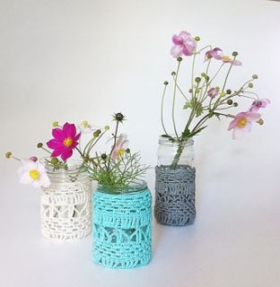 organic cotton lace vase and candle holder by eka