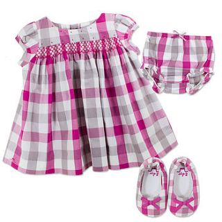 baby girl smock dress, knickers and booties by chateau de sable