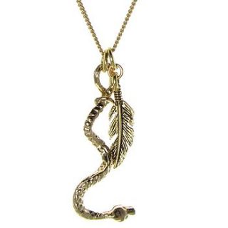 snake and feather necklace by black pearl