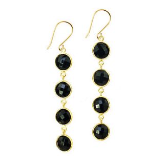 black onyx & silver coin faceted earrings by flora bee