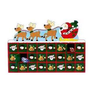 35cm Wooden Advent Calendar With Reindeer & Santa Sleigh   Holiday Decor Advent Calendars
