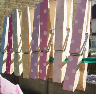 handpainted multi colour dotty pegs eight pack by mollycupcakes