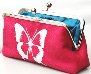 embroidered butterfly clutch bag by little birdie