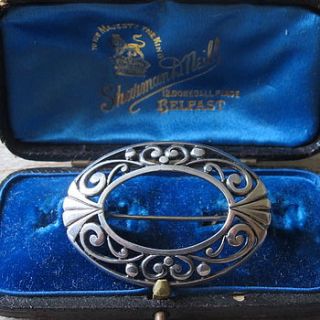 vintage ornate silver brooch by ava mae designs