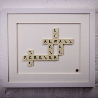 love you now always and forever scrabble art by copperdot