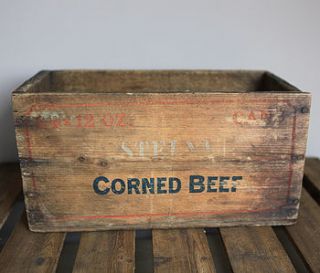 'corned beef' wooden crate by homestead store