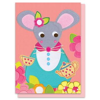 margot the mouse printed appliqué card by olive&moss