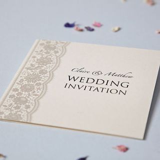 personalised lace wedding invitation set by twenty seven