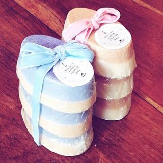 three ambrosial peach luxury butter soaps by the secret scent societé